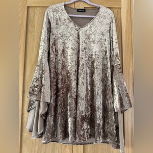 fab'rik Shimmering crushed Velvet dress with dramatic bell Sleeves